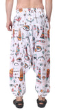 Whitewhale Mens Cotton Printed Harem Pants Pockets Yoga Trousers Hippie