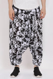 Whitewhale Mens Cotton Skull Printed Harem Pants Pockets Yoga Trousers Hippie