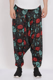 Whitewhale Mens Cotton Skull Printed Harem Pants Pockets Yoga Trousers Hippie
