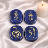 White Whale  4 pcs Engraved Chakra Stones Palm Stone Reiki Balancing