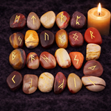 White Whale Rune Stones Tumbled Engraved Lettering Crystal Set Healing Chakra Reiki