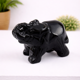 Whitewhale Healing Crystal Guardian Obsidian Elephant Pocket Stone Figurines Carved Gemstone