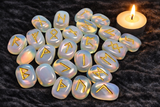White Whale Rune Stones Tumbled Engraved Lettering Crystal Set Healing Chakra Reiki