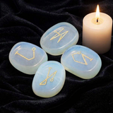 White Whale 4 pcs Engraved Angel Symbol Palm Stones Reiki Balancing