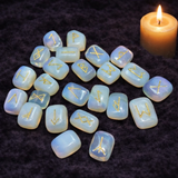 White Whale Rune Stones Tumbled Engraved Lettering Crystal Set Healing Chakra Reiki