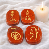White Whale  4 pcs Engraved Chakra Stones Palm Stone Reiki Balancing
