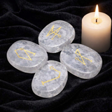 White Whale 4 pcs Engraved Angel Symbol Palm Stones Reiki Balancing