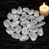 White Whale Rune Stones Tumbled Engraved Lettering Crystal Set Healing Chakra Reiki