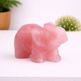 Whitewhale Healing Crystal Guardian Rose Quartz Elephant Pocket Stone Figurines Carved Gemstone
