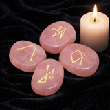 White Whale 4 pcs Engraved Angel Symbol Palm Stones Reiki Balancing