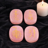 White Whale  4 pcs Engraved Chakra Stones Palm Stone Reiki Balancing