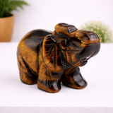 Whitewhale Healing Crystal Guardian Tiger's Eye Elephant Pocket Stone Figurines Carved Gemstone