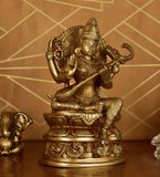 White Whale Maa Saraswati Brass Statue Religious Goddess Sculpture Idol