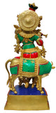 White Whale 27" Lord Krishna Idol with Nandi Cow Brass Statue Idol Showpiece Statue Sculpture Murti