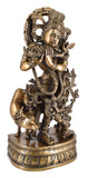 White Whale Brass Hindu God Lord Krishna Bhagwan Lord Krishna Idol Statue Murti