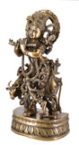 White Whale Brass Hindu God Lord Krishna Bhagwan Lord Krishna Idol Statue Murti