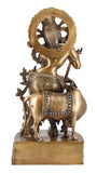 White Whale Brass Hindu God Lord Krishna Bhagwan Lord Krishna Idol Statue Murti