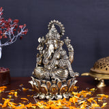 White Whale Superfine Lord Ganesha Brass Statue Hindu Religious Sitting Lord Ganesha  Sculpture Figurine Ideal for Gift & Home Decor