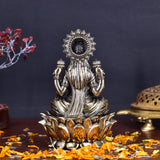White Whale Superfine Brass Lakshmi Idol Hindu Laxmi Goddess Statue Home Office Showpiece Decor