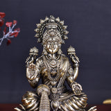 White Whale Superfine Brass Lakshmi Idol Hindu Laxmi Goddess Statue Home Office Showpiece Decor