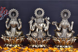 White Whale Superfine Brass Hindu God Ganesha and Goddess Laxmi Saraswati Idol Statue Murti Home Office Temple Pooja Puja Decorative Showpiece Diwali Gift