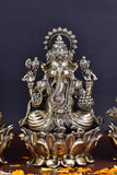 White Whale Superfine Brass Hindu God Ganesha and Goddess Laxmi Saraswati Idol Statue Murti Home Office Temple Pooja Puja Decorative Showpiece Diwali Gift