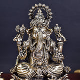 White Whale Superfine Brass Laxmi Ganesh Set Idol Showpiece - Brass Gold Finish Lakshmi Ganesha Idols Statue for Diwali Gifts Puja Home Decor Figurine