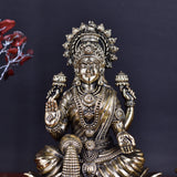 White Whale Superfine Brass Laxmi Ganesh Set Idol Showpiece - Brass Gold Finish Lakshmi Ganesha Idols Statue for Diwali Gifts Puja Home Decor Figurine