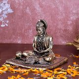 White Whale Suprefine Brass Hanuman Statue Strength Monkey Lord Bajrang Bali Idol Sitting Position Brass Sculpture Diwali Decor Gifts