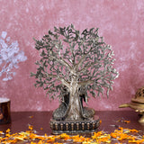 White Whale Superfine Brass Buddha Statue Blessing Under The Tree Murti for Home Decor Entrance Office Table Living Room Meditation Luck Gift Feng Shui