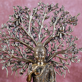 White Whale Superfine Brass Buddha Statue Blessing Under The Tree Murti for Home Decor Entrance Office Table Living Room Meditation Luck Gift Feng Shui