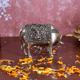 White Whale Superfine Gold Elegant Kamdhenu Cow and Calf Brass Statue Spiritual Showpiece