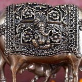 White Whale Superfine Gold Elegant Kamdhenu Cow and Calf Brass Statue Spiritual Showpiece