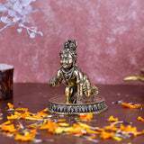 White Whale Superfine Little Krishna Idol India Hind Hindu God Brass Sculpture Makhan Krishna Statue Decor Gift