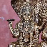 White Whale Superfine Lord Vishnu with Lakshmi Rest Upon Shesha Naag Brass Statue Religious Strength Sculpture Idol