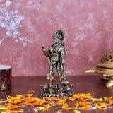 White Whale Suprefine Brass Hanuman Statue Strength Monkey Lord Bajrang Bali Idol Standing Position Brass Sculpture Diwali Decor Gifts