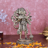 White Whale Superfine Panchmukhi Hanuman Statue Strength Monkey Lord Bajrang Bali Idol Standing Position Brass Sculpture Diwali Decor Gifts