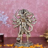 White Whale Superfine Panchmukhi Hanuman Statue Strength Monkey Lord Bajrang Bali Idol Standing Position Brass Sculpture Diwali Decor Gifts