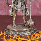 White Whale Superfine Panchmukhi Hanuman Statue Strength Monkey Lord Bajrang Bali Idol Standing Position Brass Sculpture Diwali Decor Gifts