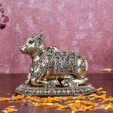 White Whale Superfine Little Brass Shiva Nandi Statue | Murti for Home Decoration | Office Décor