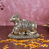White Whale Superfine Little Brass Shiva Nandi Statue | Murti for Home Decoration | Office Décor