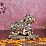 White Whale Superfine Little Brass Shiva Nandi Statue | Murti for Home Decoration | Office Décor