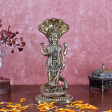 White Whale Superfine Brass Hindu God Lord Vishnu Bhagwan With Sheshnaag Lord Vishnu Idol Statue Murti