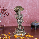White Whale Superfine Brass Hindu God Lord Vishnu Bhagwan With Sheshnaag Lord Vishnu Idol Statue Murti