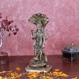 White Whale Superfine Brass Hindu God Lord Vishnu Bhagwan With Sheshnaag Lord Vishnu Idol Statue Murti