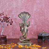 White Whale Superfine Brass Hindu God Lord Vishnu Bhagwan With Sheshnaag Lord Vishnu Idol Statue Murti