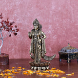 White Whale Superfine Brass Lord Kartik Standing Idol with Peacock The Vehicle of Kartikeya