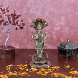 White Whale Superfine Brass Hindu God Lord Vishnu Bhagwan With Sheshnaag Lord Vishnu Idol Statue Murti