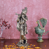 White Whale Superfine Brass Hindu God Lord Krishna Bhagwan Lord Krishna Idol Statue Murti