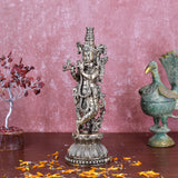 White Whale Superfine Brass Hindu God Lord Krishna Bhagwan Lord Krishna Idol Statue Murti